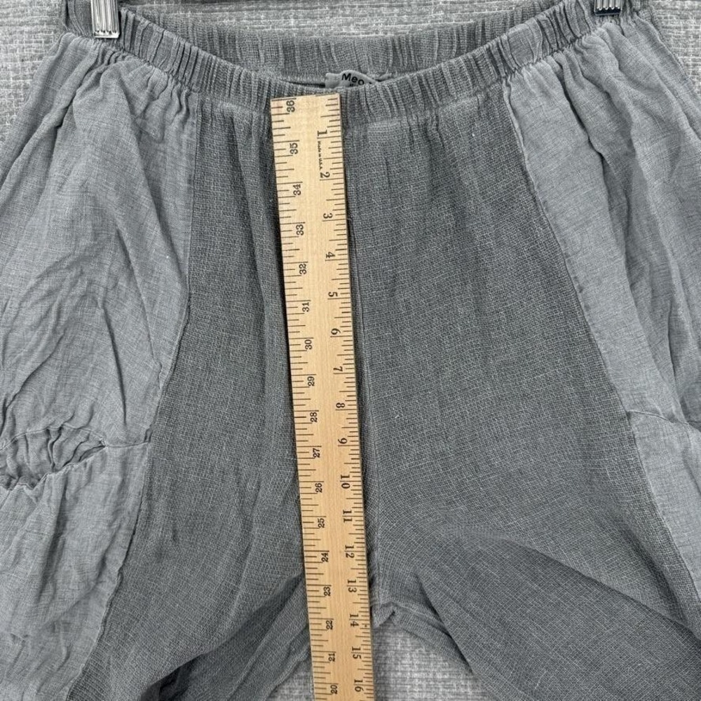Meo Meli Pants Womens M Gray Harem Linen Cotton Elastic Waist Pockets Relaxed - Picture 8 of 9
